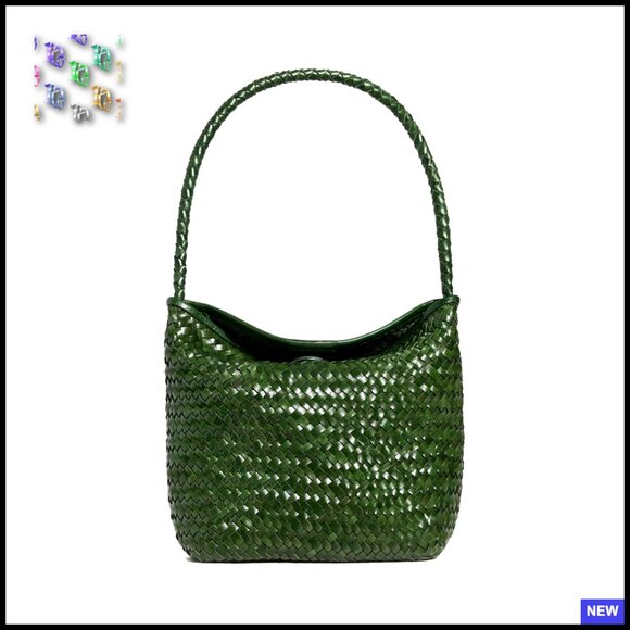 Woven Leather Shoulder Bag Satchel Adjustable Strap Minimal Chic Classic